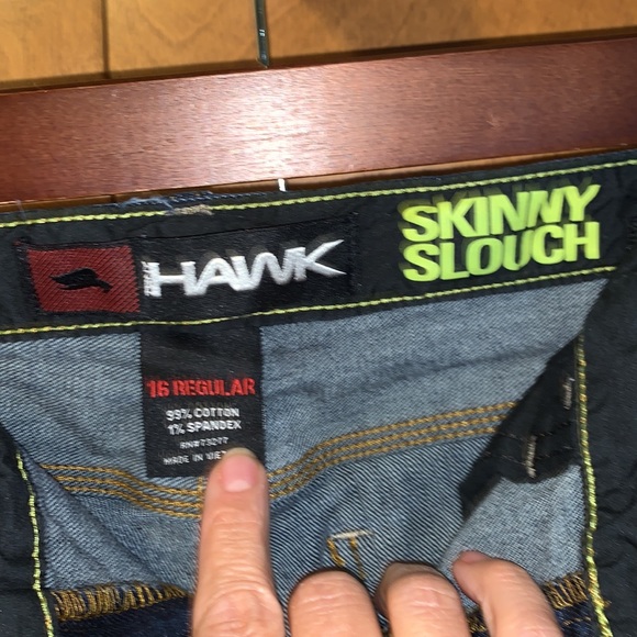EUC youth’s Tony Hawk skinny slouch dark denim jeans - size 16 Regular - Picture 3 of 5